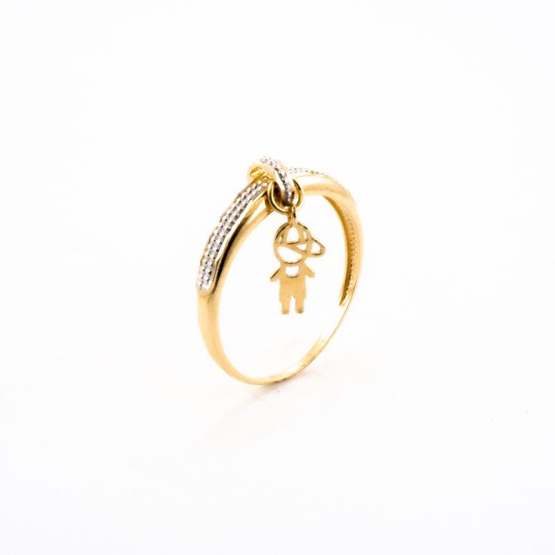 ANEL PERSONALIZADO MENINO DETALHES DE OURO BRANCO / OURO 18K