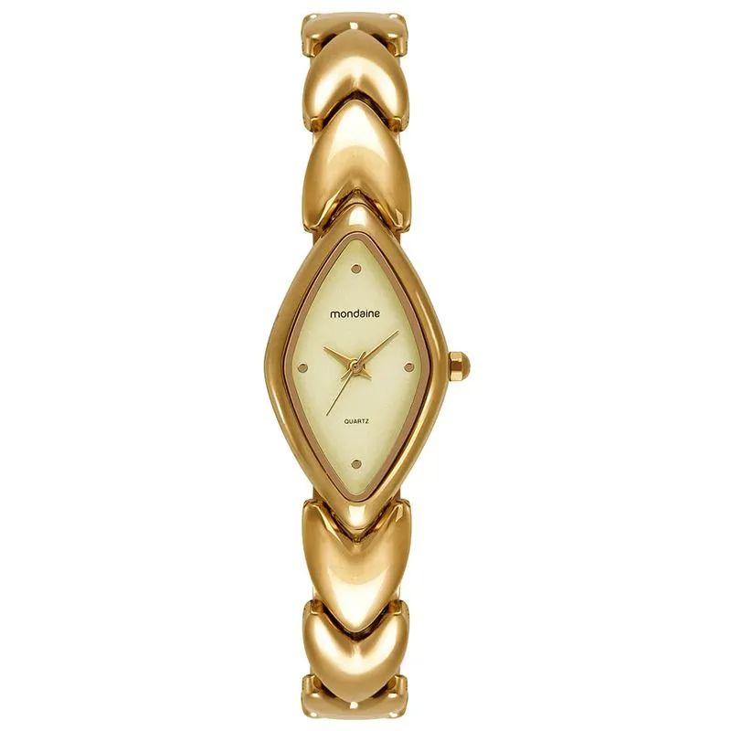 Relógio Feminino Mondaine Dourado Metal Oval Elegante