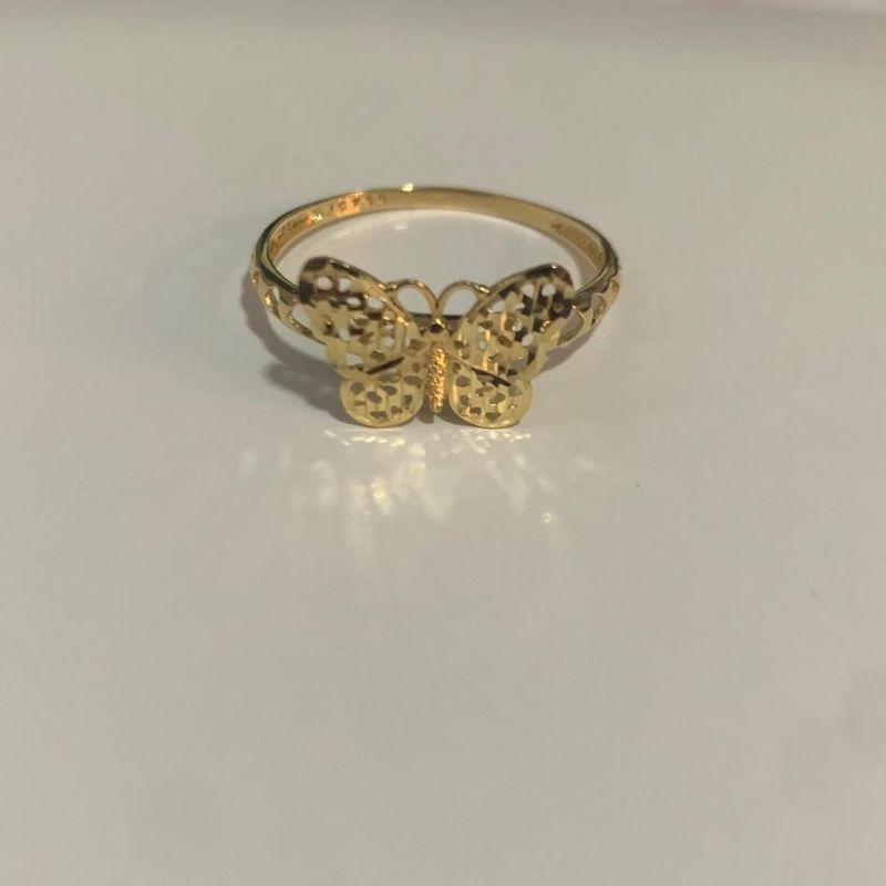 ANEL BORBOLETA DETALHES NO ARO OURO 18K