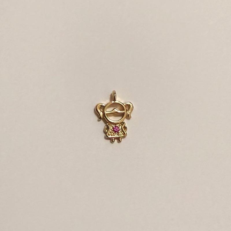 PINGENTE MENINA P ZIRCONIA BABYPINK ARGOLINHA ABERTA P/ CANGA