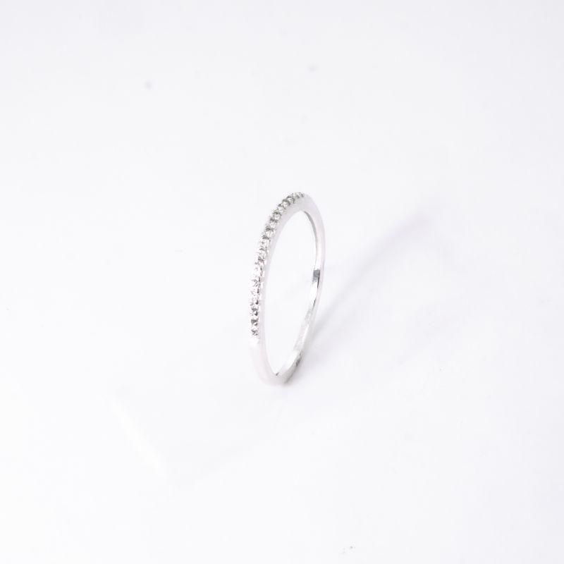 ANEL APARADOR CRAVEJADO COM ZIRCONIA PRATA 925 Nº 14