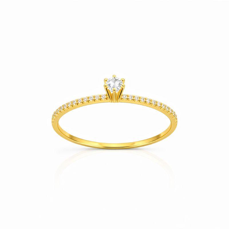 ANEL SOLITARIO CAIXA ALTA 8 GARRAS OURO 18K