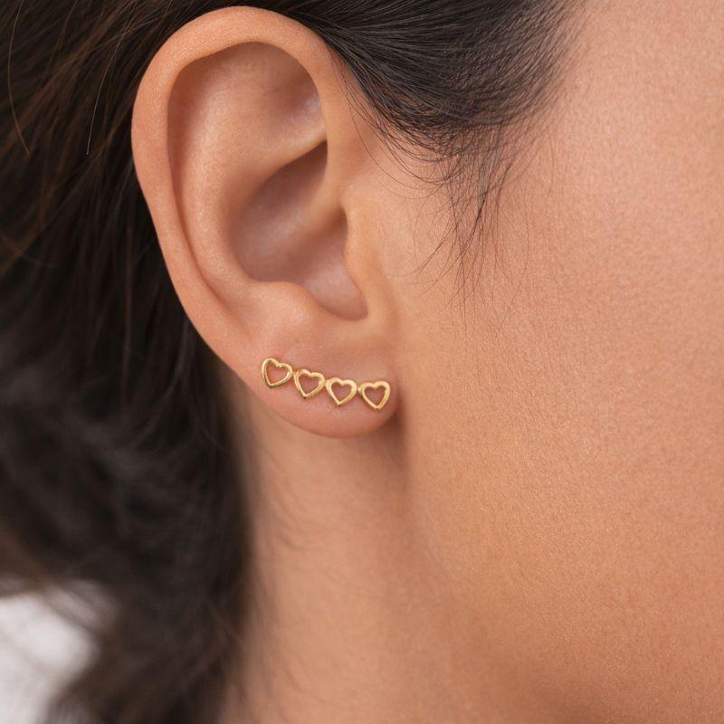 BRINCO EARCUFF CORAÇÕES VAZADOS BANHO OURO AMARELO
