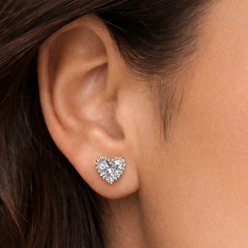 BRINCO P ZIRCONIA FORMATO CORAÇÃO MILIGRAM BANHO PRATA