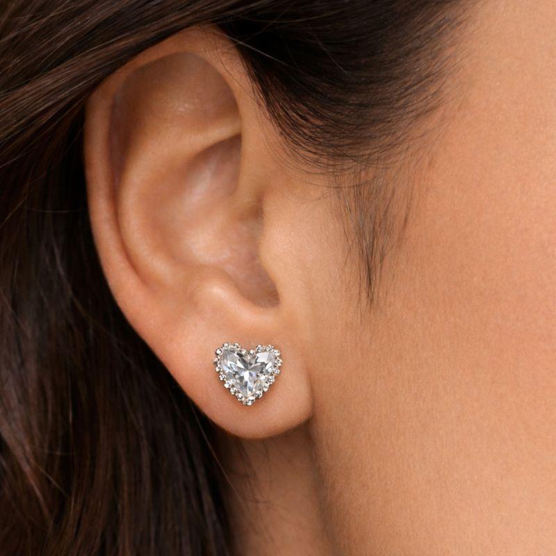 BRINCO G ZIRCONIA FORMATO CORAÇÃO  MILIGRAM BANHO PRATA