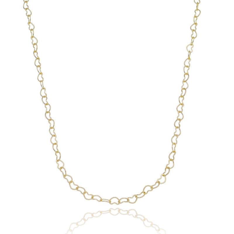 COLAR ELO CORAÇÃO PETIT 45CM BANHO OURO AMARELO
