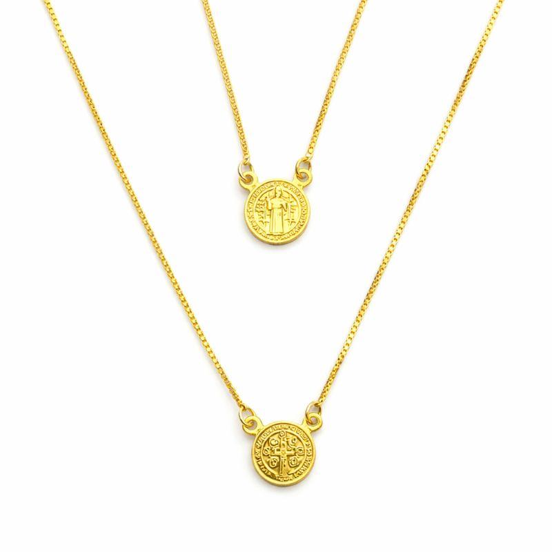 ESCAPULÁRIO SAO BENTO 60CM BANHO OURO AMARELO