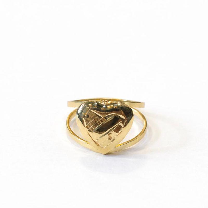 ANEL CORAÇÃO LAMINADO DETALHE DIAMANTADO SEMI OURO
