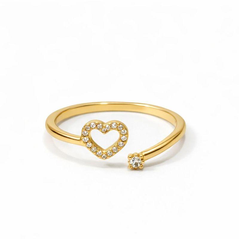 ANEL SLIM CORAÇÃO PONTO DE LUZ AJUSTÁVEL