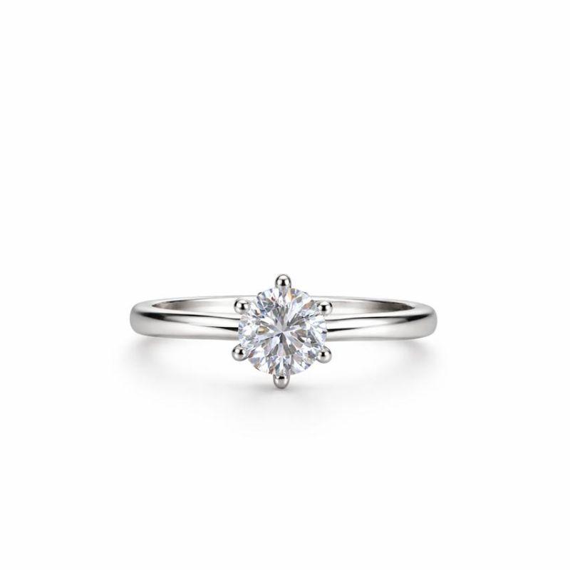 ANEL SOLITÁRIO 6MM ARO LISO 2MM SEMI PRATA