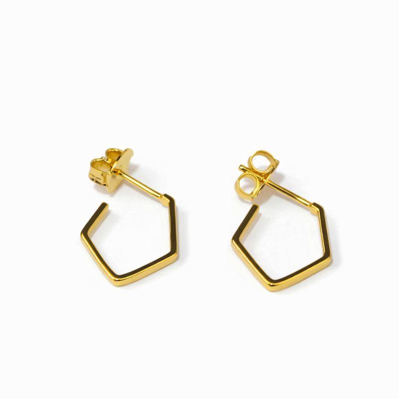 ARGOLA LISA HEXAGONAL SEMI OURO
