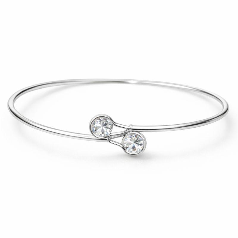 BRACELETE SLIM DUPLO PONTO LUZ SEMI PRATA