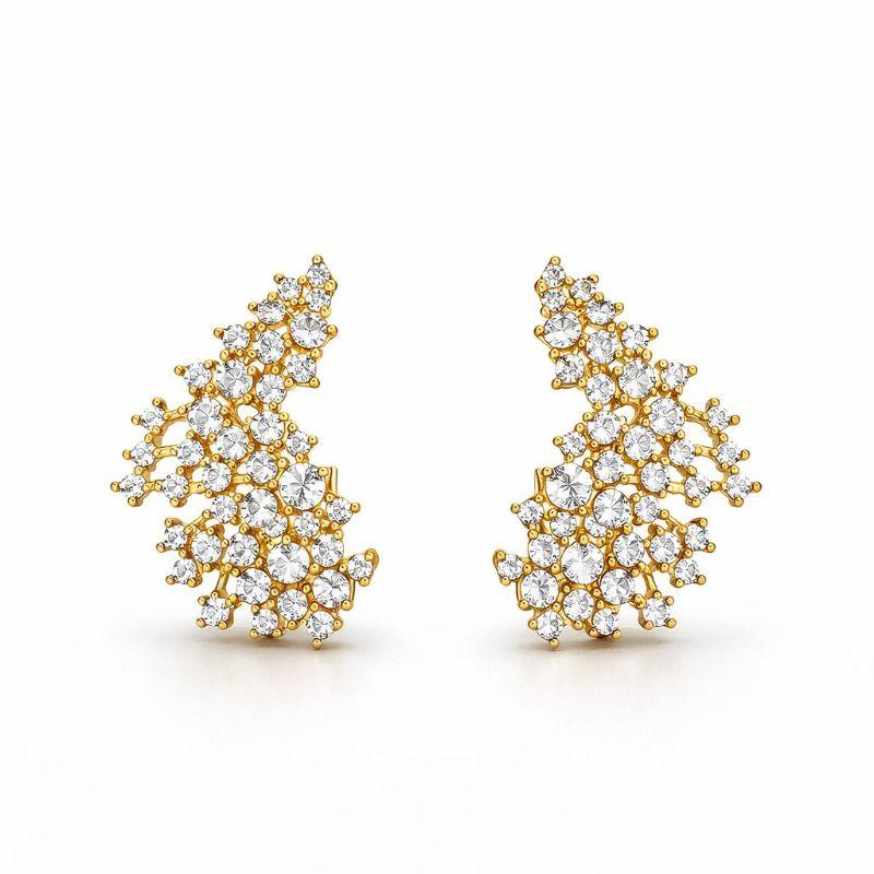 BRINCO EARCUFF GLAM PEDRARIA SEMI OURO