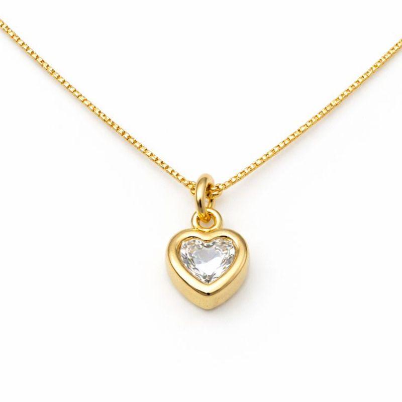 COLAR CORAÇÃO PONTO LUZ G 45CM SEMI OURO