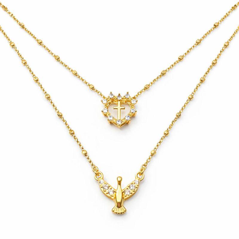 ESCAPULÁRIO FEMININO CRUCIFIXO E DIVINO SEMJI OURO