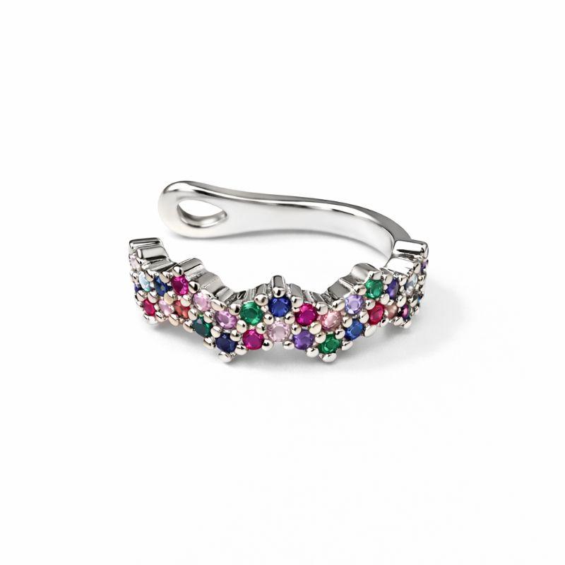 PIERCING FAKE ZIGZAG COLORIDO SEMI PRATA