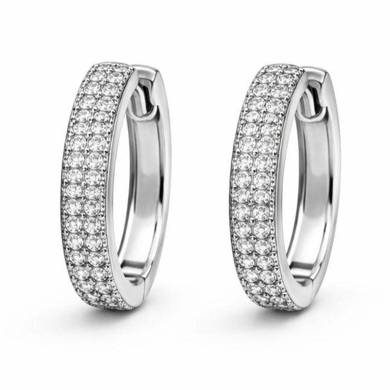 ARGOLA 2 FILEIRAS CRAVEJADA SEMI PRATA - M