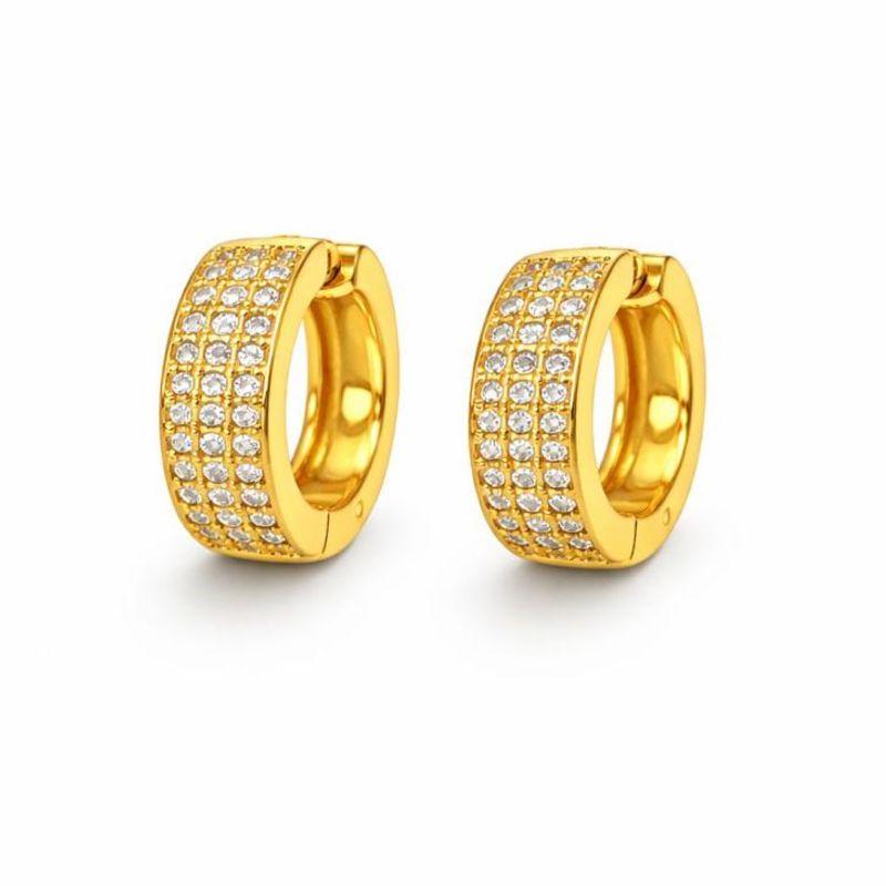 ARGOLA 3 FILEIRAS CRAVEJADAS SEMI OURO