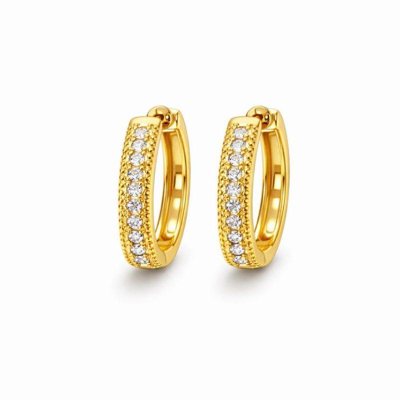 ARGOLA CRAVEJADA 1 FILEIRA SEMI OURO - P