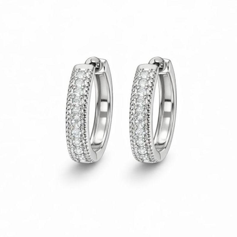 ARGOLA CRAVEJADA 1 FILEIRA SEMI PRATA - M