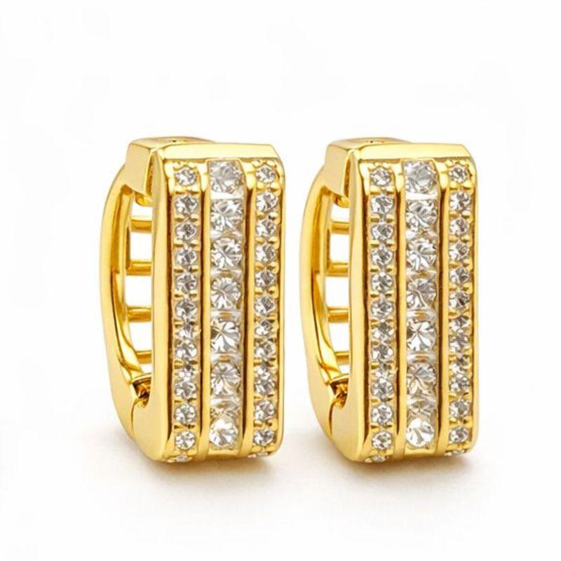 ARGOLA GLAM BRILHANTE QUADRADA SEMI OURO