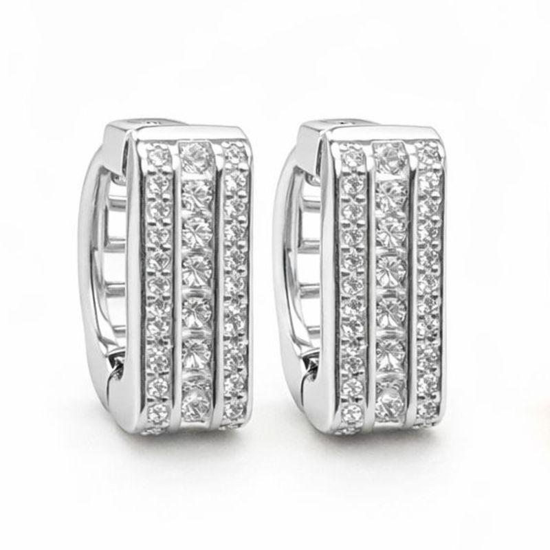 ARGOLA GLAM BRILHANTE QUADRADA SEMI PRATA