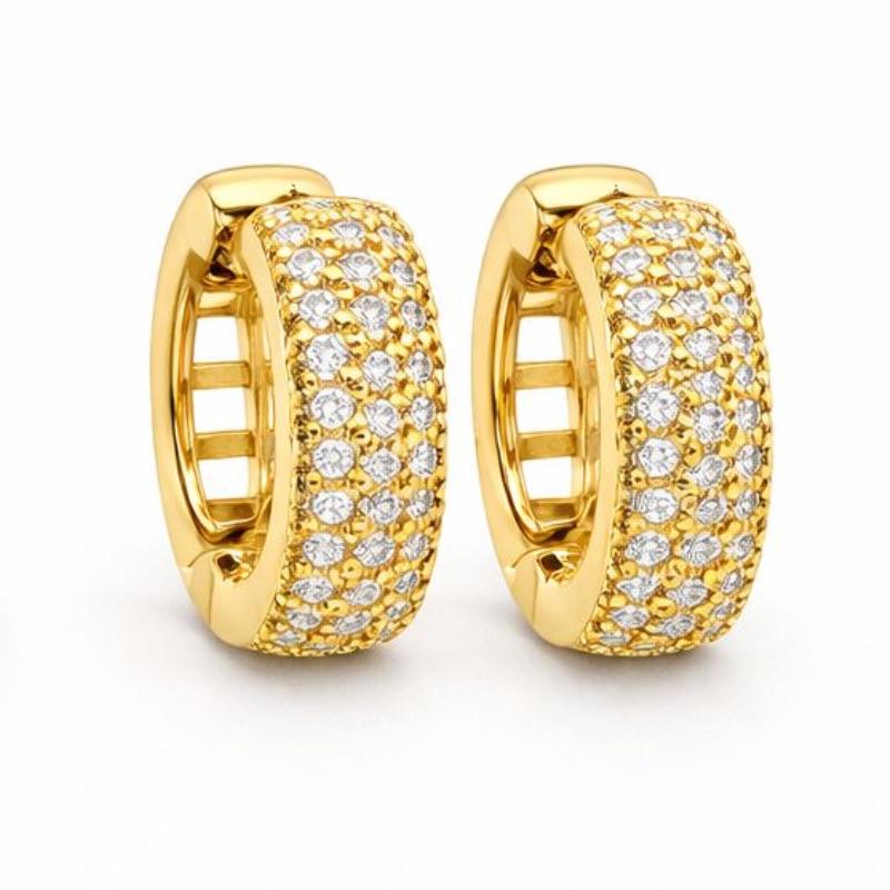 ARGOLA GLAM CRAVEJADA 3 FILEIRAS ZIRCONIAS SEMI OURO