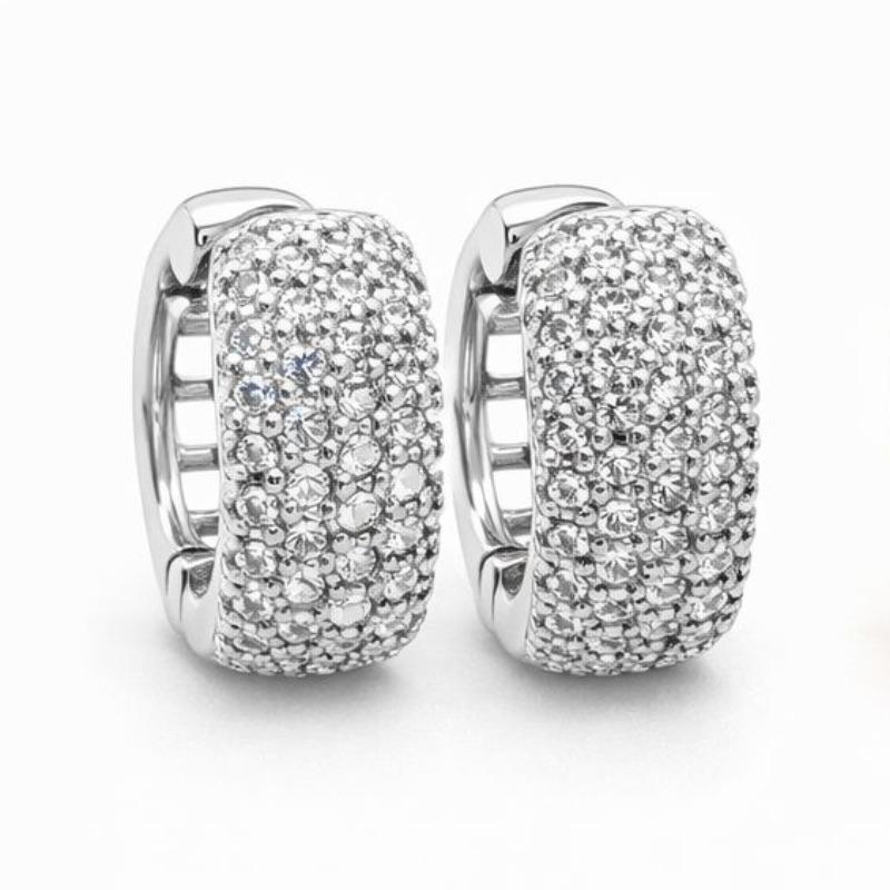 ARGOLA GLAM CRAVEJADA 6 FILEIRAS ZIRCONIAS SEMI PRATA