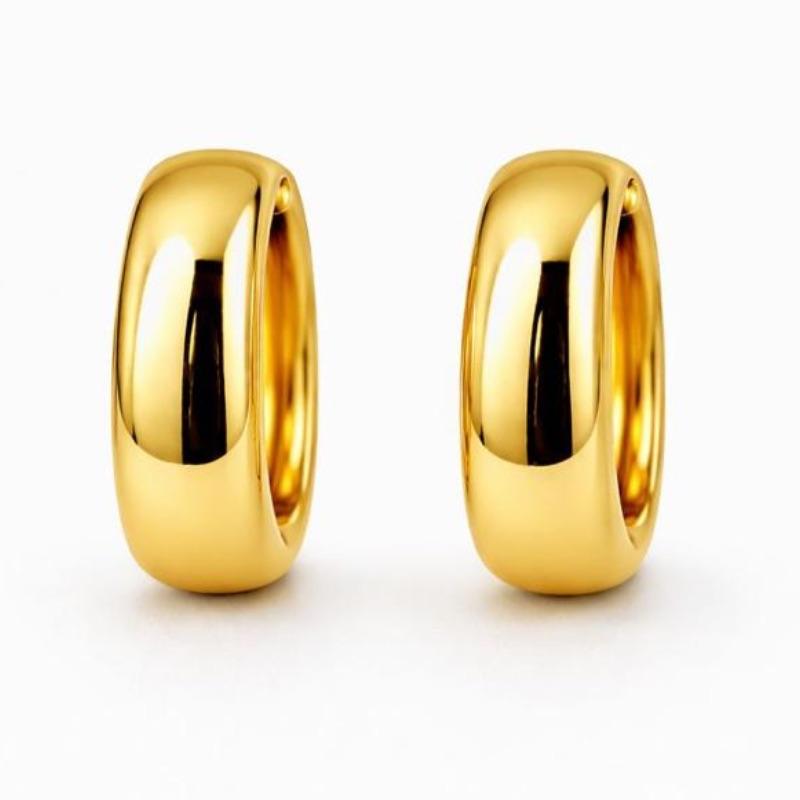 ARGOLA LISA OVAL ESTRUTURADA SEMI OURO - G