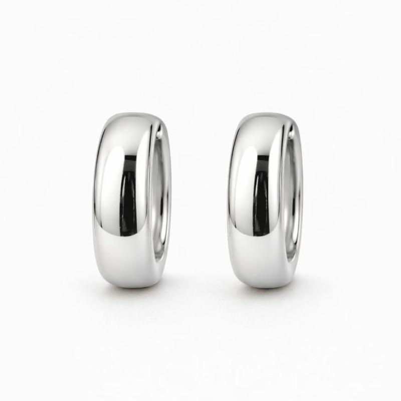 ARGOLA LISA OVAL ESTRUTURADA SEMI PRATA - M