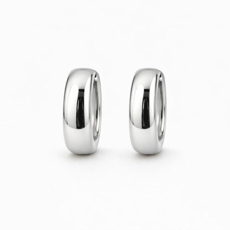 ARGOLA LISA OVAL ESTRUTURADA SEMI PRATA - P