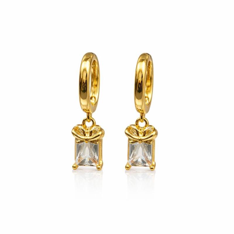 BRINCO ARGOLINHA COM PENDULO ZIRCONIA LACO SEMI OURO