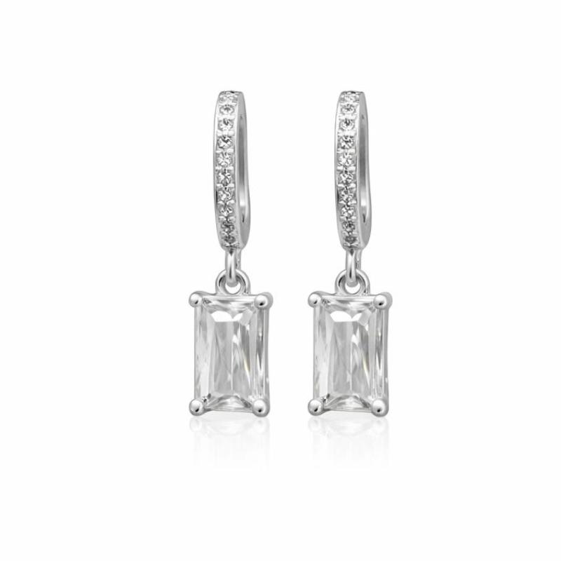 BRINCO ARGOLINHA CRAVEJADA COM PENDULO ZIRCONIA SEMI PRATA - G