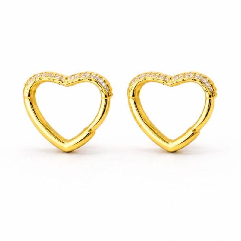 BRINCO CORACAO ARGOLA CRAVEJADO MILIGRAM SEMI OURO - G