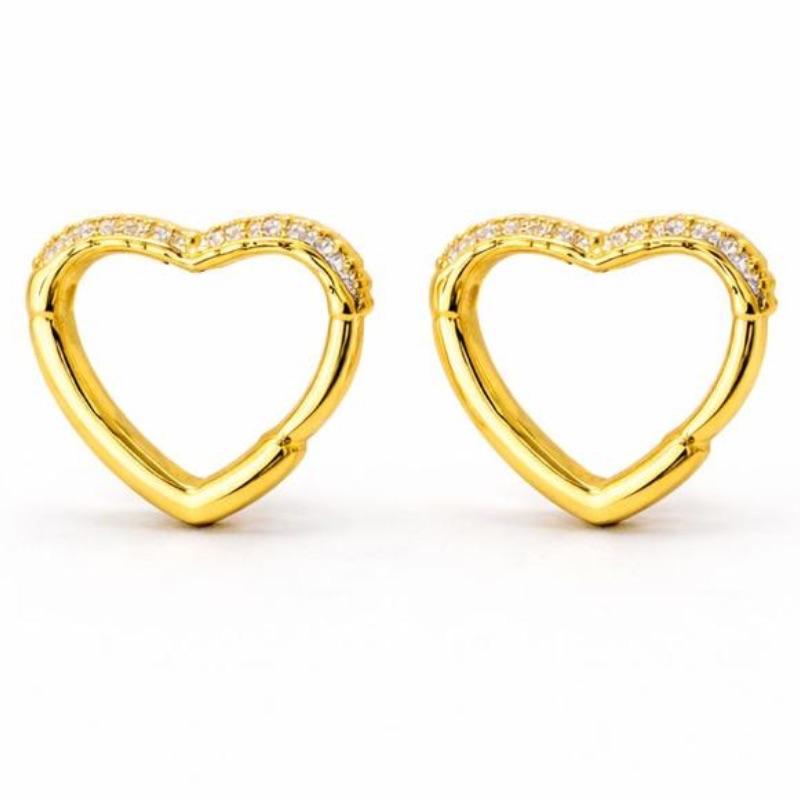 BRINCO CORACAO ARGOLA CRAVEJADO MILIGRAM SEMI OURO - GG