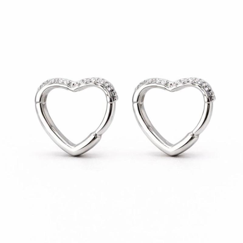 BRINCO CORACAO ARGOLA CRAVEJADO MILIGRAM SEMI PRATA - G