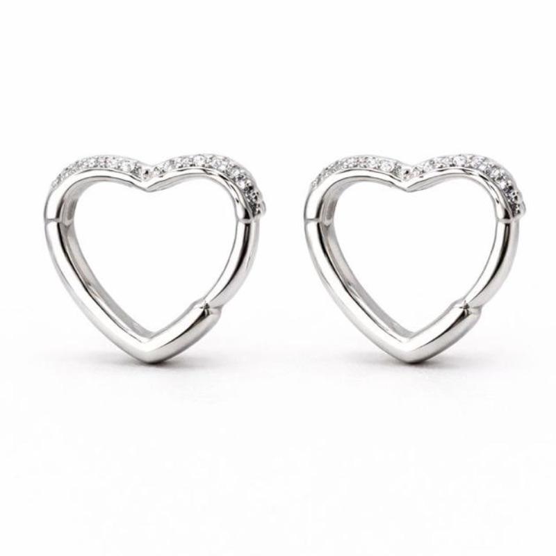 BRINCO CORACAO ARGOLA CRAVEJADO MILIGRAM SEMI PRATA - GG