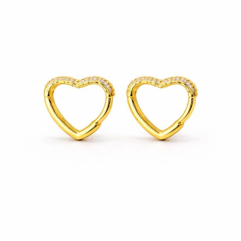 BRINCO CORACAO ARGOLA CRAVEJADO SEMI OURO - PP