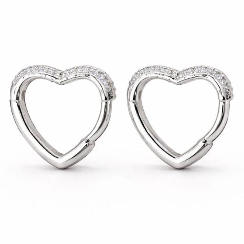 BRINCO CORACAO ARGOLA CRAVEJADO SEMI PRATA - M