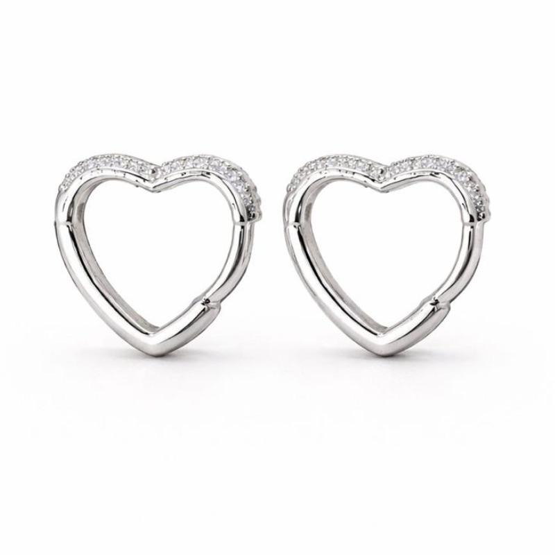 BRINCO CORACAO ARGOLA CRAVEJADO SEMI PRATA - P