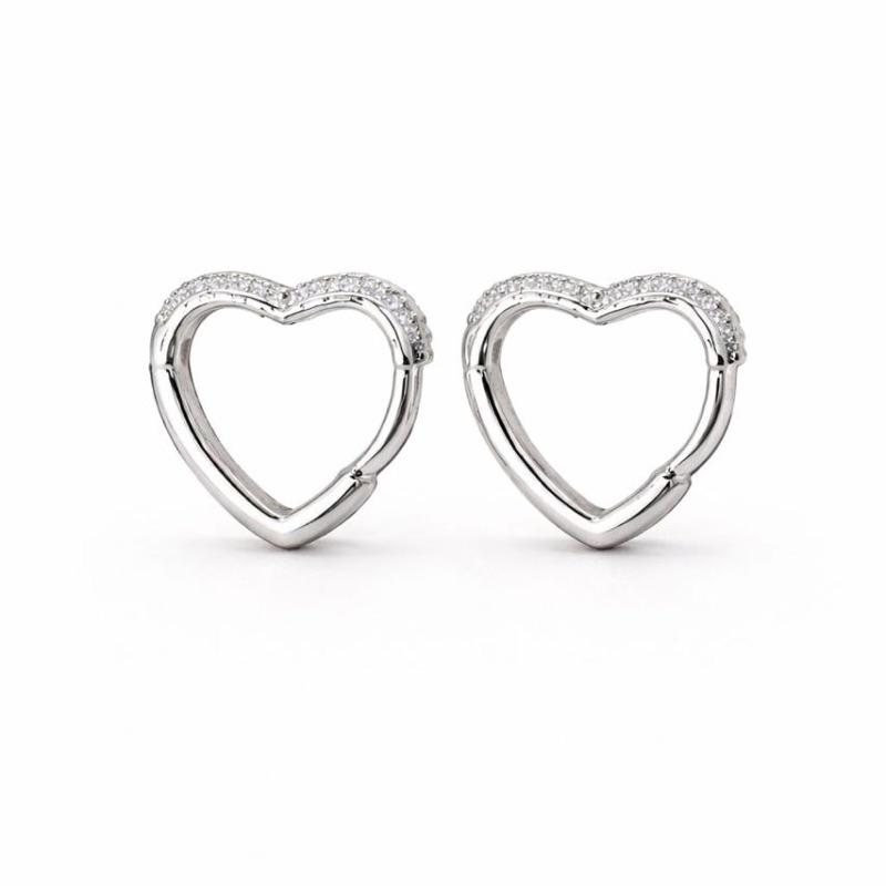 BRINCO CORACAO ARGOLA CRAVEJADO SEMI PRATA - PP