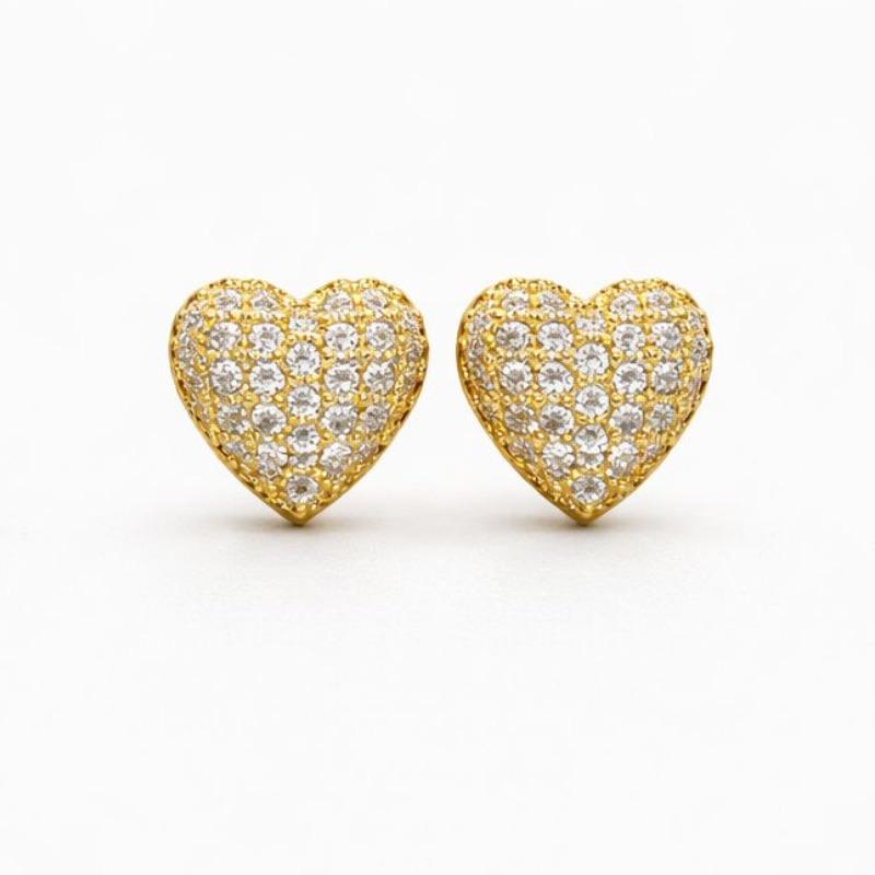 BRINCO CORACAO CRAVEJADO SEMI OURO