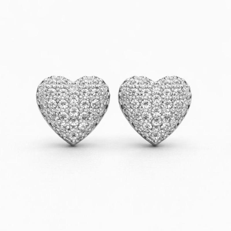 BRINCO CORACAO CRAVEJADO SEMI PRATA