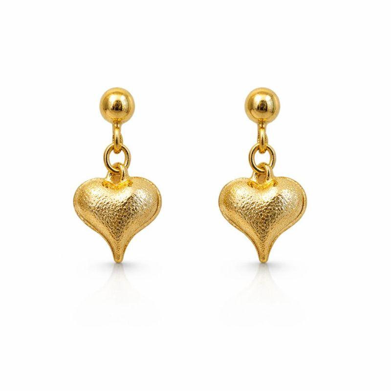 BRINCO CORAÇÃO DIAMANTADO BOLINHA PENDULO SEMI OURO