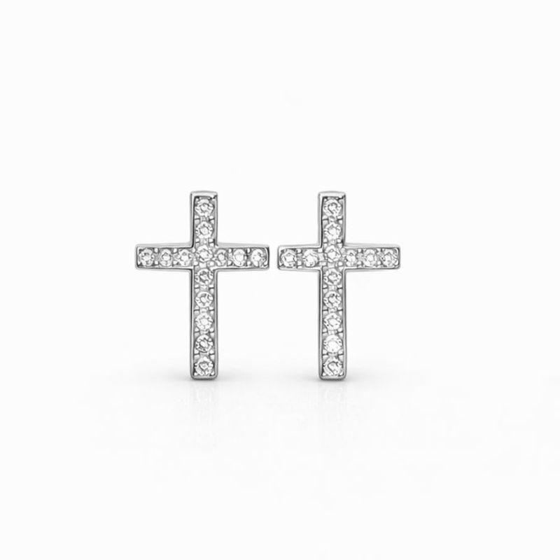 BRINCO CRUZ CRAVEJADO SEMI PRATA M