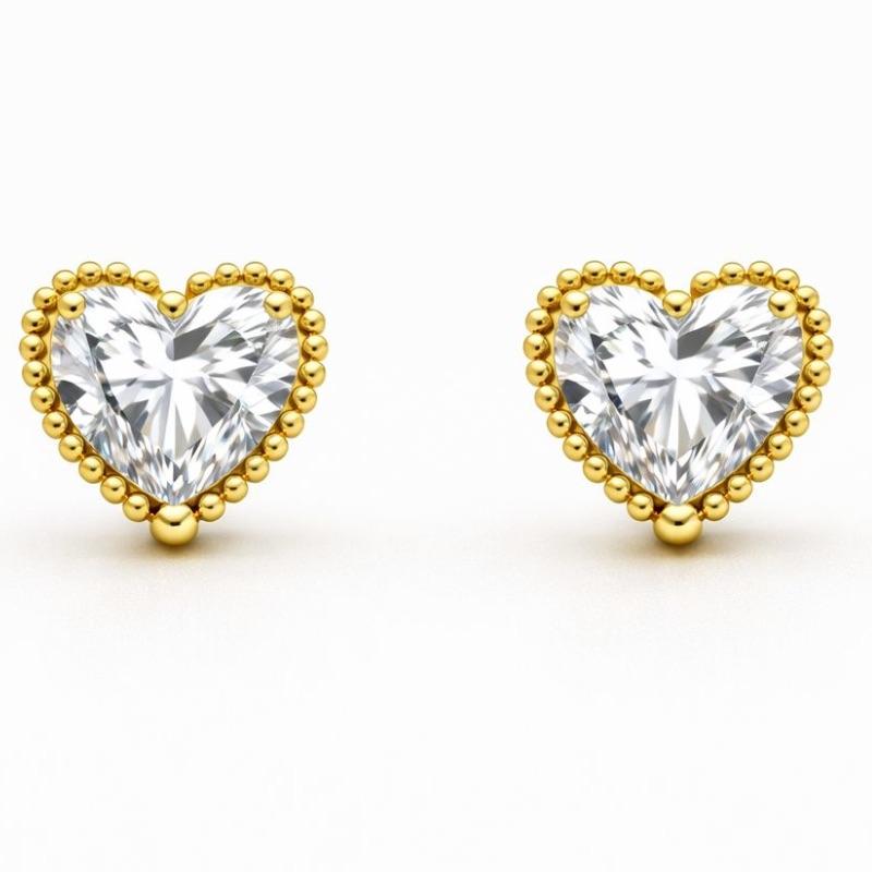 BRINCO G ZIRCONIA FORMATO CORAÇÃO  MILIGRAM BANHO OURO