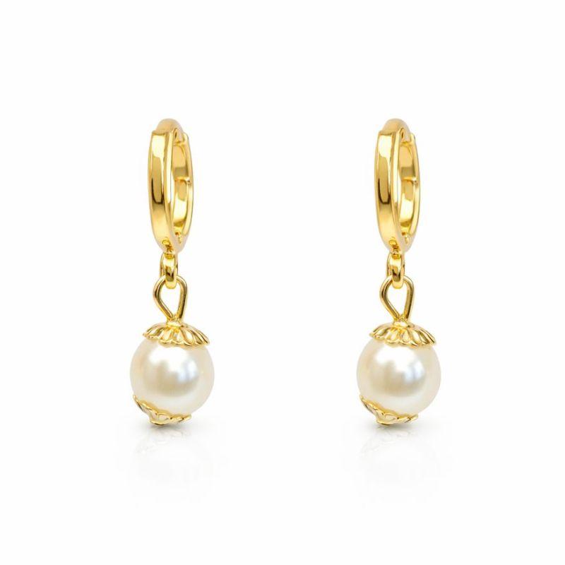 BRINCO PÊNDULO PÉROLA DETALHADADO SEMI OURO