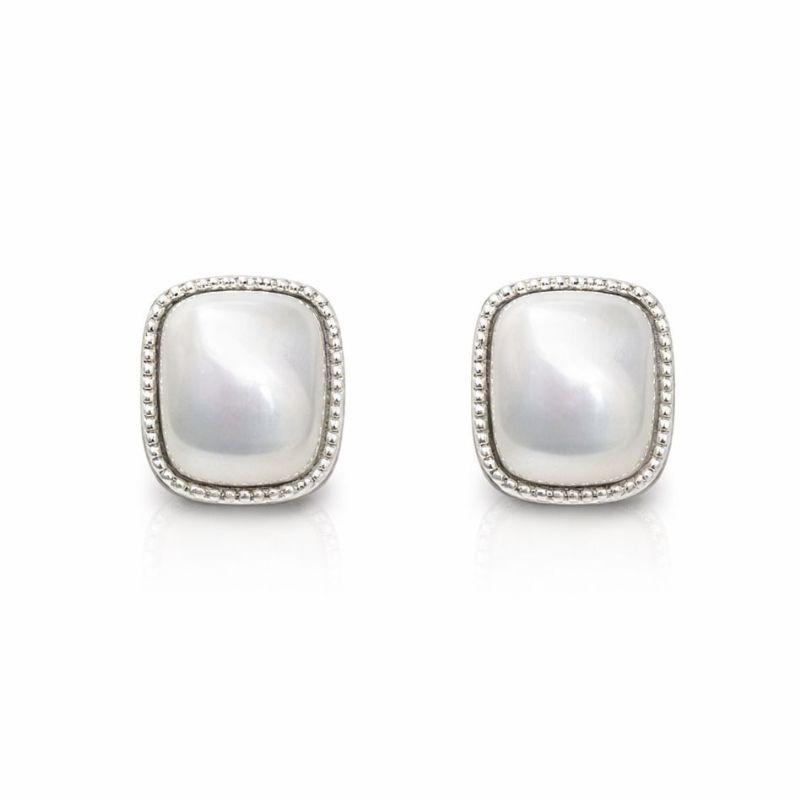 BRINCO PÉROLA SHELL QUADRADO SEMI PRATA