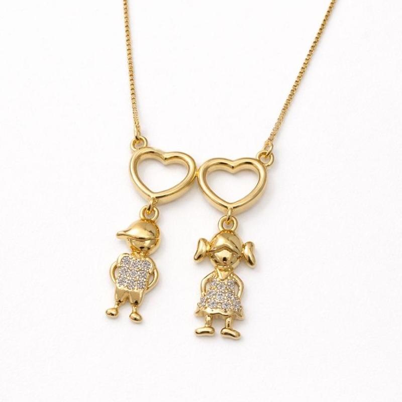 COLAR CANGA CORACAO CASAL SEMI OURO