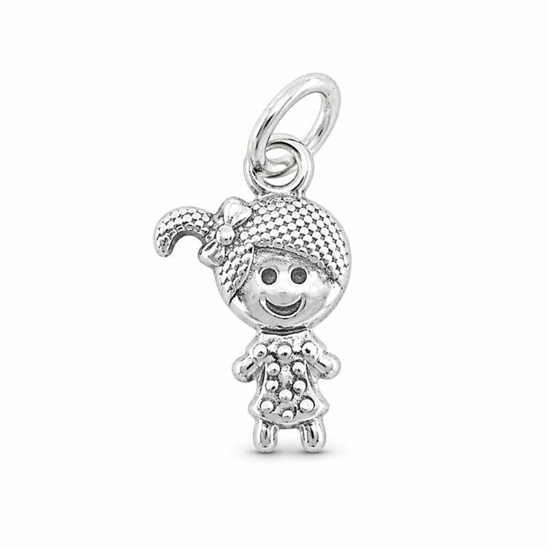 PINGENTE MENINA DETALHADO SEMI PRATA